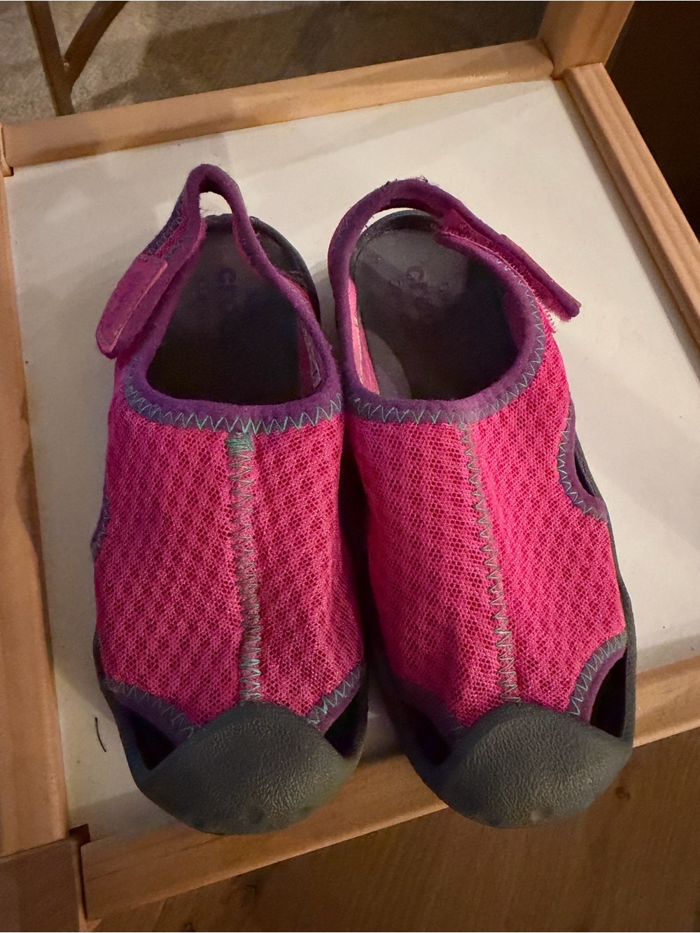 CROCS Pink Mesh Water Shoe with Purple Trim
